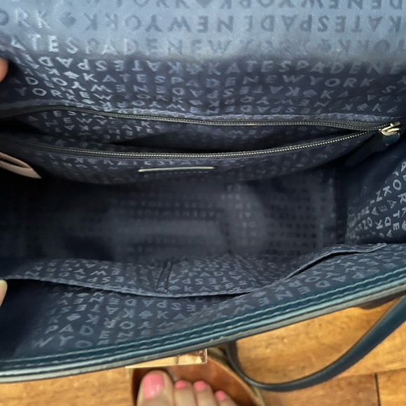 Kate Spade Navy Blue Croc-Embossed Women's Bag, Knightsbridge Doris satchel - Picture 6 of 7